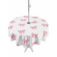 thumbnail image 1 of Outdoor Tablecloth with Umbrella Hole and Zipper, Valentine's Day Round Table Cloth 54 Inch Waterproof Tablecloth, Pink Bows Shining Stars Simple Art Picnic Table Cover for Patio Camping, 1 of 7