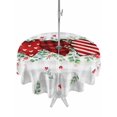 thumbnail image 1 of Outdoor Tablecloth with Umbrella Hole and Zipper, Valentine's Day Round Table Cloth 54 Inch Waterproof Tablecloth, Red Striped Love Eucalyptus Grey Plaid Picnic Table Cover for Patio Camping, 1 of 7