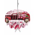 thumbnail image 1 of Outdoor Tablecloth with Umbrella Hole and Zipper, Valentine's Day Round Table Cloth 54 Inch Waterproof Tablecloth, Roses Car Love Hearts Romantic Pink Plaid Picnic Table Cover for Patio Camping, 1 of 7