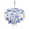 thumbnail image 1 of Outdoor Tablecloth with Umbrella Hole and Zipper, Valentine's Day Round Table Cloth 60 Inch Waterproof Tablecloth, Blue Heart Love Modern Romantic Minimalist Picnic Table Cover for Patio Camping, 1 of 7