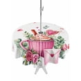thumbnail image 1 of Outdoor Tablecloth with Umbrella Hole and Zipper, Valentine's Day Round Table Cloth 60 Inch Waterproof Tablecloth, Ice Cream Love Rose Eucalyptus Leaves Picnic Table Cover for Patio Camping, 1 of 7
