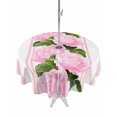 thumbnail image 1 of Outdoor Tablecloth with Umbrella Hole and Zipper, Valentine's Day Round Table Cloth 60 Inch Waterproof Tablecloth, Pink Roses Floral Romantic Striped Picnic Table Cover for Patio Camping, 1 of 7