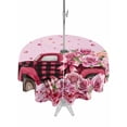 thumbnail image 1 of Outdoor Tablecloth with Umbrella Hole and Zipper, Valentine's Day Round Table Cloth 60 Inch Waterproof Tablecloth, Romantic Love Roses Truck Ombre Pink Picnic Table Cover for Patio Camping, 1 of 7