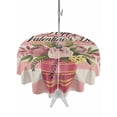 thumbnail image 1 of Outdoor Tablecloth with Umbrella Hole and Zipper, Valentine's Day Round Table Cloth 60 Inch Waterproof Tablecloth, Roses Flowers Pink Stripes Country Beige Picnic Table Cover for Patio Camping, 1 of 7