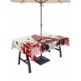 thumbnail image 1 of Outdoor Tablecloth with Umbrella Hole and Zipper, Valentines Rectangle Table Cloth 52x70 Inch Waterproof Tablecloth, Pink Red Love Heart Gnomes Eucalyptus Rustic Picnic Table Cover for Patio Camping, 1 of 7