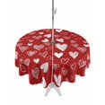 thumbnail image 1 of Outdoor Tablecloth with Umbrella Hole and Zipper, Valentines Round Table Cloth 54 Inch Waterproof Tablecloth, Romantic Red Love Heart Picnic Table Cover for Patio Camping, 1 of 7