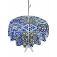 thumbnail image 1 of Outdoor Tablecloth with Umbrella Hole and Zipper, Vintage Boho Round Table Cloth 60 Inch Waterproof Tablecloth, Middle Century Bohemia Style Patchwork Blue Picnic Table Cover for Patio Camping, 1 of 7