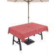 thumbnail image 1 of Outdoor Tablecloth with Umbrella Hole and Zipper, Vintage Coral Red Rectangle Table Cloth 52x70 Inch Waterproof Tablecloth, Farmhouse Retro Solid Color Linen Texture Picnic Table Cover for Patio, 1 of 7