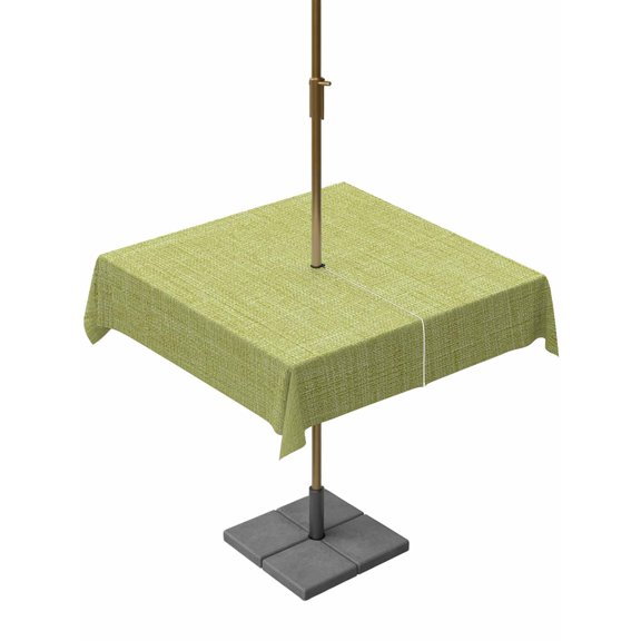 Outdoor Tablecloth with Umbrella Hole and Zipper, Vintage Fruit Green Waterproof Patio Tablecloth for Dining 54''x54'', Farmhouse Retro Solid Color Linen Texture Table Cover for Picnic BBQ Party