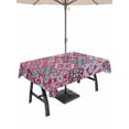 thumbnail image 1 of Outdoor Tablecloth with Umbrella Hole and Zipper, Vintage Middle Century Rectangle Table Cloth 60x120 Inch Waterproof Tablecloth, Abstract Bohemia Style Aztec Pink Picnic Table Cover for Patio, 1 of 7