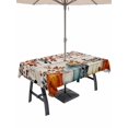 thumbnail image 1 of Outdoor Tablecloth with Umbrella Hole and Zipper, Vintage Orange Blue Fall Rectangle Table Cloth 60x120 Inch Waterproof Tablecloth, Thanksgiving Maple Leaf Pumpkins Vintage Picnic Table Cover, 1 of 7