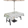 thumbnail image 1 of Outdoor Tablecloth with Umbrella Hole and Zipper, Watercolor Floral Rectangle Table Cloth 60x84 Inch Waterproof Tablecloth, Spring Flowers Leaves Plants Gray Plaid Picnic Table Cover for Patio, 1 of 7