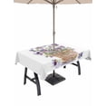 thumbnail image 1 of Outdoor Tablecloth with Umbrella Hole and Zipper, Watercolor Purple Floral Rectangle Table Cloth 60x120 Inch Waterproof Tablecloth, Spring Flower Basket Botanical Picnic Table Cover for Patio Camping, 1 of 7