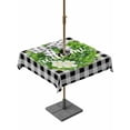 thumbnail image 1 of Outdoor Tablecloth with Umbrella Hole and Zipper, Welcome Bow Knot Wreath Square Table Cloth 54x54 Inch Waterproof Tablecloth, Summer Flowers Black Gray Plaid Picnic Table Cover for Patio Camping, 1 of 7