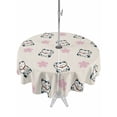 thumbnail image 1 of Outdoor Tablecloth with Umbrella Hole and Zipper, White Cute Cat Round Table Cloth 60 Inch Waterproof Tablecloth, Pink Floral Abstract Art Cartoon Rustic Picnic Table Cover for Patio Camping, 1 of 7