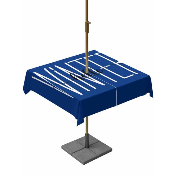 Outdoor Tablecloth with Umbrella Hole and Zipper, Winter Navy Blue Square Table Cloth 54x54 Inch Waterproof Tablecloth, Christmas Xmas Modern Minimalist Words Art Picnic Table Cover for Patio Camping