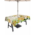 thumbnail image 1 of Outdoor Tablecloth with Umbrella Hole and Zipper, Yellow Daisy Gnomes Rectangle Table Cloth 54x80 Inch Waterproof Tablecloth, Pastoral Bees Floral Botanical Beige Picnic Table Cover for Patio Camping, 1 of 7