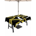 thumbnail image 1 of Outdoor Tablecloth with Umbrella Hole and Zipper, Yellow Geometric Rectangle Table Cloth 60x102 Inch Waterproof Tablecloth, Modern Abstract Simple Lines Black Picnic Table Cover for Patio Camping, 1 of 7