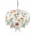 thumbnail image 1 of Outdoor Tablecloth with Umbrella Hole and Zipper, Yellow Spring Floral Round Table Cloth 60 Inch Waterproof Tablecloth, Flowers Leaves Elegant Pastoral Picnic Table Cover for Patio Camping, 1 of 7
