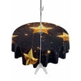 thumbnail image 1 of Outdoor Tablecloth with Umbrella Hole Zipper Yellow Stars Round Tablecloth 60" Waterproof Outside Table Cloth Elegant Sky Classic Black Art Patio Table Cover Tablecloths for Picnic Party, 1 of 8