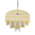 thumbnail image 1 of Outdoor Tablecloth with Umbrella Hole Zipper Yellow Striped Round Tablecloth 54" Waterproof Outside Table Cloth Beige Retro Minimalism Abstract Stripes Patio Table Cover Tablecloths for Picnic Party, 1 of 8