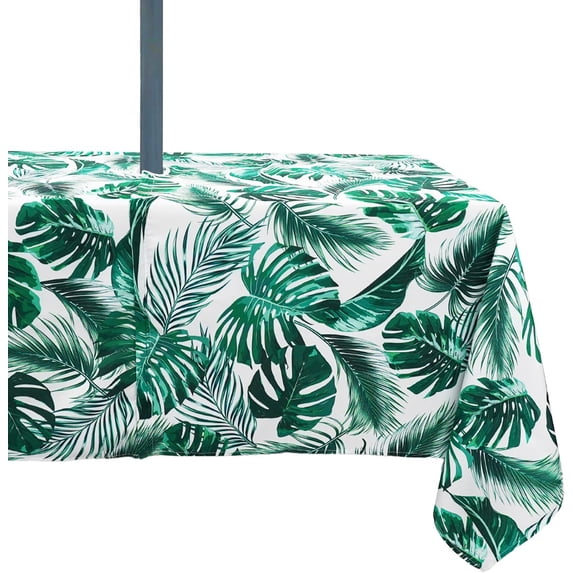 Outdoor Tablecloth with Umbrella Hole Umbrella Tablecloth Patio Tablecloths with Zipper for Courtyards, Terraces, and Beaches 60 x 102 in