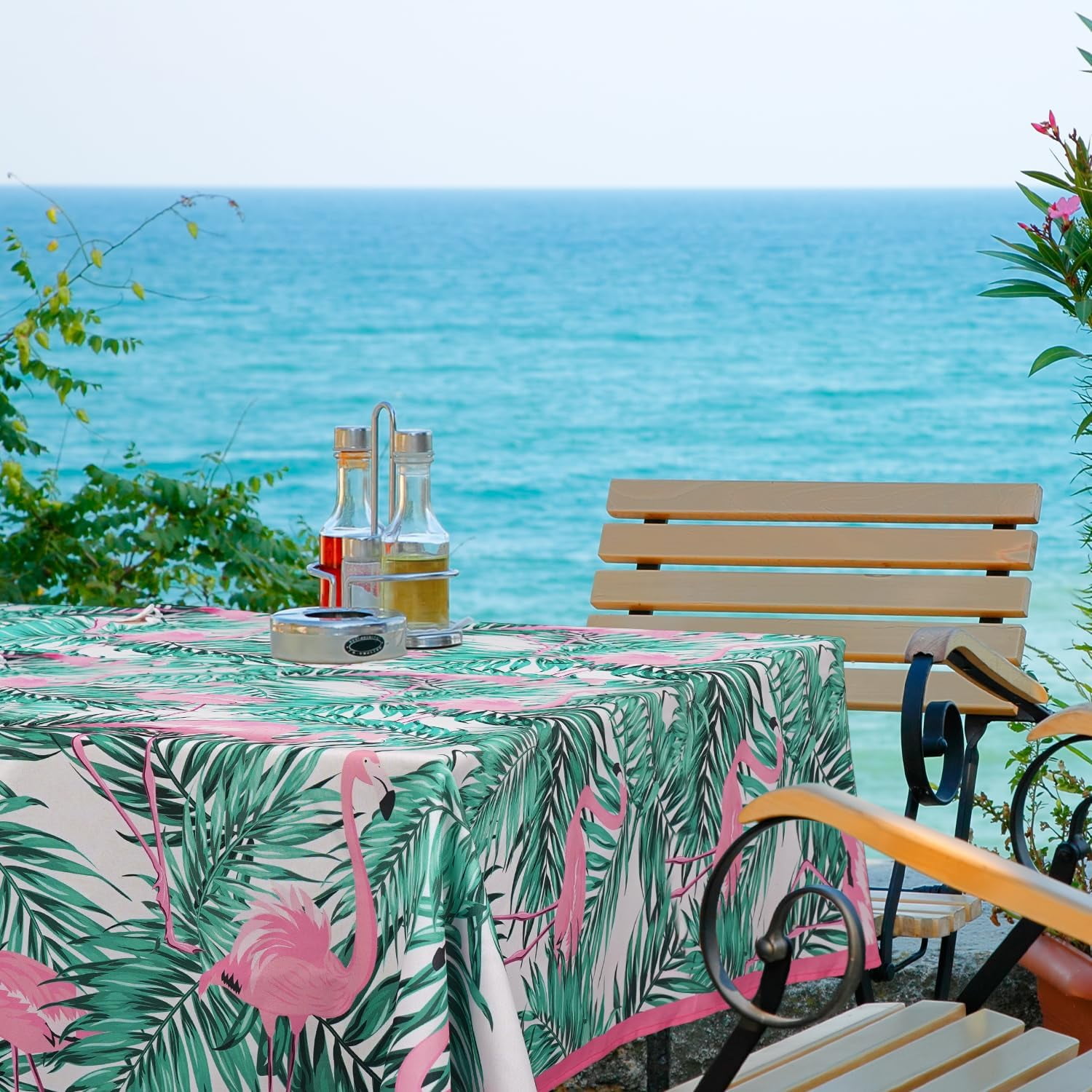 Outdoor Tablecloth With Umbrella Hole, Kenya Damask
