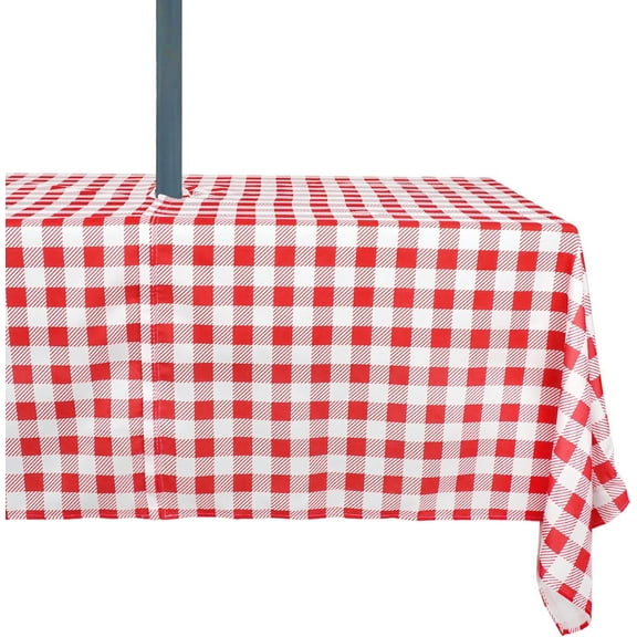 Outdoor Tablecloth with Umbrella Hole Umbrella Tablecloth Patio Tablecloths with Zipper for Courtyards, Terraces, and Beaches 60 x 84 in