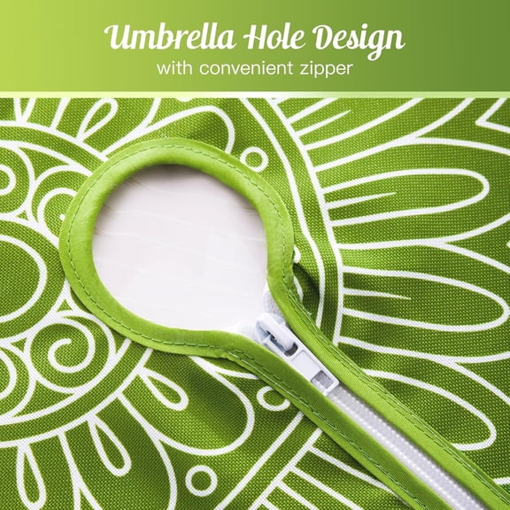 Outdoor Tablecloth with Umbrella Hole and Zipper, Spring/Summer Waterproof Table Cover for Picnic/BBQ/Garden(60" Round,Green Butterfly)
