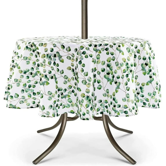 Outdoor Tablecloth with Umbrella Hole and Zipper, Spring/Summer Waterproof Table Cover for Picnic/BBQ/Garden(60" Round,Sunflower)