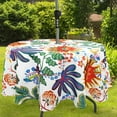 thumbnail image 1 of Outdoor Tablecloth with Umbrella Hole for Round Table 60x60inch Flowers Patio Table Cloth with Zipper, 1 of 1