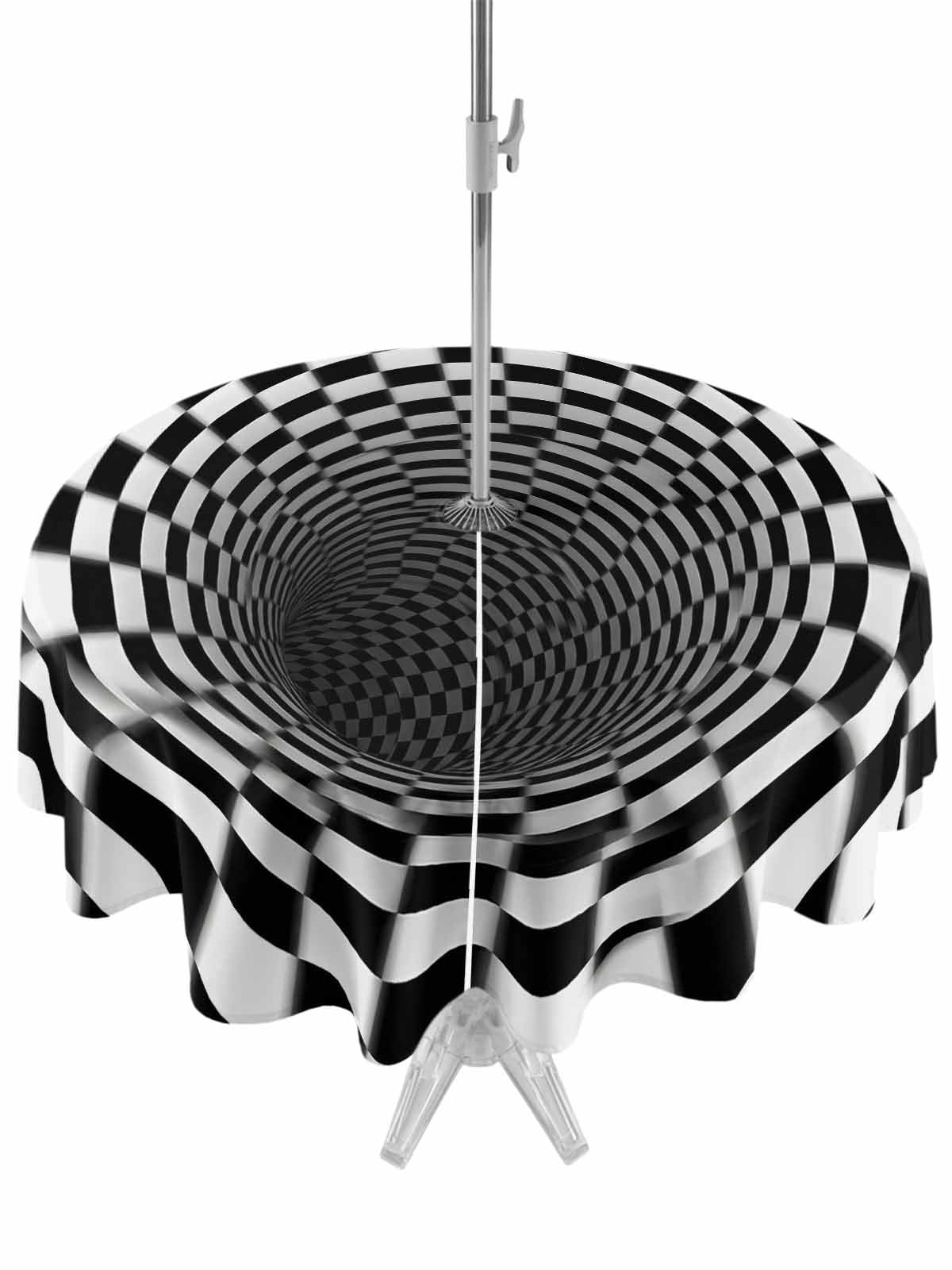 Visual Trap Outdoor Tablecloths with Umbrella Hole & Zipper, 3D Optical Illusion ...