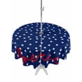 thumbnail image 1 of Outdoor Tablecloths with Umbrella Hole & Zipper, 4th of July Round Tablecloths 60 Inch, Independence Day American Patriotic Stars Blue Waterproof Table Cloth, Patio/Pool/Picnic Table Covers, 1 of 8