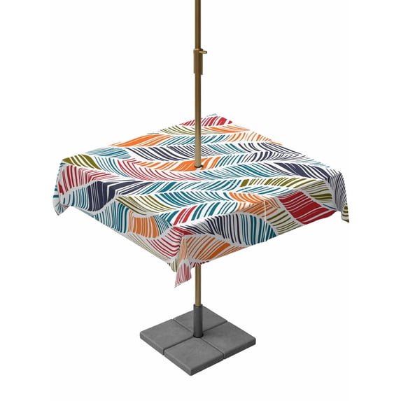 Outdoor Tablecloths with Umbrella Hole & Zipper, Abstract Beach 54x54 Inch Square Tablecloths, Summer Colorful Coastal Ocean Sea Wave Waterproof Table Cloth, Patio/Pool/Picnic Table Covers
