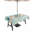 thumbnail image 1 of Outdoor Tablecloths with Umbrella Hole & Zipper, Beach Coastal Teal 54x80 Inch Tablecloth Rectangle, Nautical Shell Starfish Coral Summer Waterproof Table Cloth, Patio/Pool/Picnic Table Covers, 1 of 8