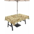 thumbnail image 1 of Outdoor Tablecloths with Umbrella Hole & Zipper, Beige Brown Green Tablecloth Rectangle 60x84 Inch, Retro Botanical Abstract Art Waterproof Table Cloth, Patio/Pool/Picnic Table Covers, 1 of 8