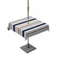 thumbnail image 1 of Outdoor Tablecloths with Umbrella Hole & Zipper, Beige Navy Blue Striped 54x54 Inch Square Tablecloths, Farmhouse Stripes Modern Abstract Art Waterproof Table Cloth, Patio/Pool/Picnic Table Covers, 1 of 8