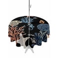 thumbnail image 1 of Outdoor Tablecloths with Umbrella Hole & Zipper, Black Blue Coastal Round Tablecloths 60 Inch, Summer Beach Coral Shell Starfish Seahorse Waterproof Table Cloth, Patio/Pool/Picnic Table Covers, 1 of 8