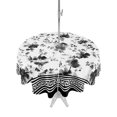 thumbnail image 1 of Outdoor Tablecloths with Umbrella Hole & Zipper, Black Floral Round Tablecloth 54 Inch, Retro Flowers Leaves Farmhouse Greek Key Waterproof Table Cloth, Patio/Pool/Picnic Table Covers, 1 of 8