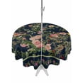 thumbnail image 1 of Outdoor Tablecloths with Umbrella Hole & Zipper, Black Flowers Round Tablecloth 54 Inch, Spring Floral Elegant Pastoral Vintage Waterproof Table Cloth, Patio/Pool/Picnic Table Covers, 1 of 8