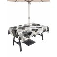 thumbnail image 1 of Outdoor Tablecloths with Umbrella Hole & Zipper, Black Geometric Moroccan Rectangle Tablecloth 52x70 Inch, Abstract Art Grey Ombre Modern Waterproof Table Cloth, Patio/Pool/Picnic Table Covers, 1 of 8