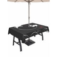 thumbnail image 1 of Outdoor Tablecloths with Umbrella Hole & Zipper, Black Modern Rectangle Tablecloth 60x120 Inch, Farmhouse Rabbit Abstract Art Waterproof Table Cloth, Patio/Pool/Picnic Table Covers, 1 of 8