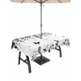 thumbnail image 1 of Outdoor Tablecloths with Umbrella Hole & Zipper, Black Spring Botanical Tablecloth Rectangle 60x84 Inch, Weeping Eucalyptus Butterfly Waterproof Table Cloth, Patio/Pool/Picnic Table Covers, 1 of 8
