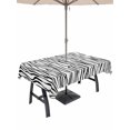 thumbnail image 1 of Outdoor Tablecloths with Umbrella Hole & Zipper, Black White Lines Rectangle Tablecloth 52x70 Inch, Retro Stripes Texture Minimalist Art Waterproof Table Cloth, Patio/Pool/Picnic Table Covers, 1 of 8