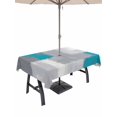 thumbnail image 1 of Outdoor Tablecloths with Umbrella Hole & Zipper, Blue Abstract Tablecloth Rectangle 60x84 Inch, Grey Geometric Oil Painting Vintage Gradient Waterproof Table Cloth, Patio/Pool/Picnic Table Covers, 1 of 8