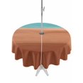 thumbnail image 1 of Outdoor Tablecloths with Umbrella Hole & Zipper, Blue Brown Ombre Round Tablecloth 54 Inch, Modern Abstract Gradient Art Waterproof Table Cloth, Patio/Pool/Picnic Table Covers, 1 of 8
