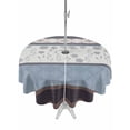 thumbnail image 1 of Outdoor Tablecloths with Umbrella Hole & Zipper, Blue Brown Stripes Round Tablecloths 60 Inch, Abstract Geometric Spring Flowers Country Waterproof Table Cloth, Patio/Pool/Picnic Table Covers, 1 of 8