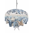 thumbnail image 1 of Outdoor Tablecloths with Umbrella Hole & Zipper, Blue Coastal Starfish Round Tablecloth 54 Inch, Beach Nautical Shell Eucalyptus Vintage Waterproof Table Cloth, Patio/Pool/Picnic Table Covers, 1 of 8