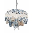 thumbnail image 1 of Outdoor Tablecloths with Umbrella Hole & Zipper, Blue Coastal Starfish Round Tablecloths 60 Inch, Beach Nautical Shell Eucalyptus Rustic Waterproof Table Cloth, Patio/Pool/Picnic Table Covers, 1 of 8