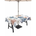 thumbnail image 1 of Outdoor Tablecloths with Umbrella Hole & Zipper, Blue Coral Coastal Rectangle Tablecloth 52x70 Inch, Summer Beach Starfish Nautical Waterproof Table Cloth, Patio/Pool/Picnic Table Covers, 1 of 8
